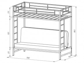 Двухъярусная кровать с диваном Мадлен Черная-пифагор в Каслях - kasli.mebel74.com | фото 2