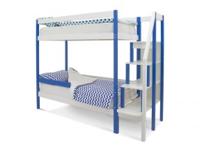 Двухъярусная кровать Svogen с бортиком синий-белый в Каслях - kasli.mebel74.com | фото 1