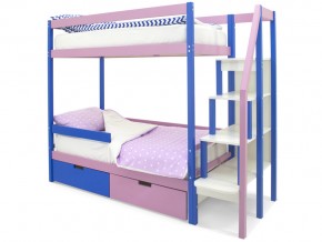 Двухъярусная кровать Svogen с ящиками и бортиком синий-лаванда в Каслях - kasli.mebel74.com | фото 1