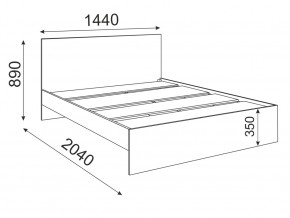 Кровать 1400 Осло модуль М13 с настилом Лайт цемент светлый в Каслях - kasli.mebel74.com | фото 2