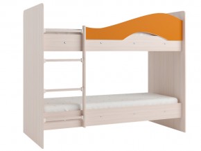 Кровать 2-х ярусная Мая на латофлексах млечный дуб, оранжевая в Каслях - kasli.mebel74.com | фото
