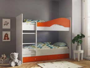 Кровать 2-х ярусная Мая с ящиками на латофлексах белый-оранж в Каслях - kasli.mebel74.com | фото 1