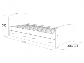 Кровать-6 одинарная с 2-мя ящиками 900*2000 млечный дуб в Каслях - kasli.mebel74.com | фото 2