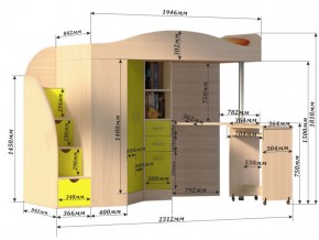 Кровать чердак Юниор 4 Бодега в Каслях - kasli.mebel74.com | фото 3