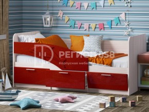 Кровать Дельфин МДФ 1600 Красный металлик в Каслях - kasli.mebel74.com | фото 1