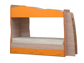 Кровать детская двухъярусная Юниор 1.1 оранжевая в Каслях - kasli.mebel74.com | фото