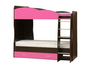 Кровать детская двухъярусная Юниор 2.1 ярко-розовый в Каслях - kasli.mebel74.com | фото