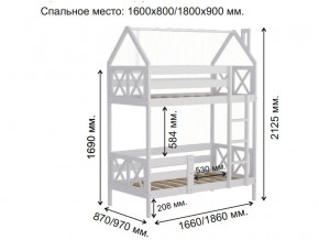 Кровать домик 2-х ярусная Аист-4 Классика белый 1800х900 мм в Каслях - kasli.mebel74.com | фото 2