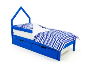 Кровать-домик мини Svogen с ящиками и бортиком синий в Каслях - kasli.mebel74.com | фото 1