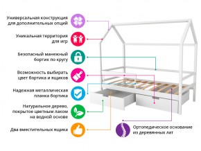 Кровать-домик Svogen с фото с ящиками и бортиком бежевый/зверята в Каслях - kasli.mebel74.com | фото 2