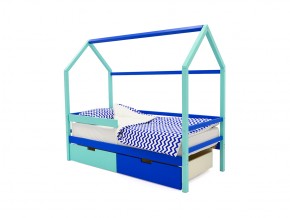 Кровать-домик Svogen с ящиками и бортиком мятно-синий в Каслях - kasli.mebel74.com | фото 1