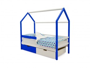 Кровать-домик Svogen с ящиками и бортиком сине-белый в Каслях - kasli.mebel74.com | фото