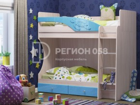 Кровать двухъярусная Бемби МДФ Голубой металлик в Каслях - kasli.mebel74.com | фото