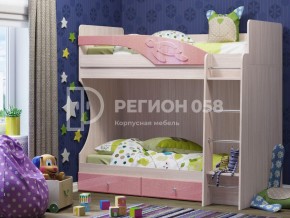 Кровать двухъярусная Бемби МДФ Розовый металлик в Каслях - kasli.mebel74.com | фото