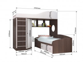 Кровать Кадет 2 с лестницей Бодего, Ирис в Каслях - kasli.mebel74.com | фото 3