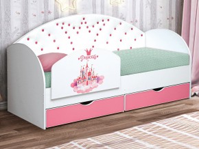 Кровать с продольной мягкой спинкой Корона №4 800х1900 мм розовая в Каслях - kasli.mebel74.com | фото 2