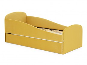 Кровать с ящиком Letmo горчичный (велюр) в Каслях - kasli.mebel74.com | фото