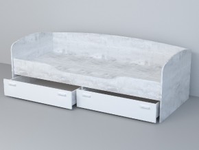 Кровать-софа Эго арт. 016 бетон светлый/белый глянец в Каслях - kasli.mebel74.com | фото