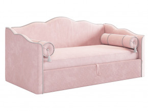 Кровать софа Лея 900 велюр нежно-розовый/галька в Каслях - kasli.mebel74.com | фото