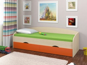 Кровать Соня 2 дуб молочный-оранжевый в Каслях - kasli.mebel74.com | фото