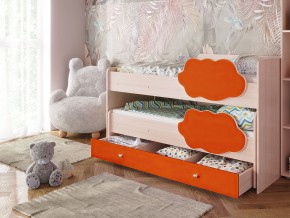 Кровать Соник с ящиком млечный дуб-оранж в Каслях - kasli.mebel74.com | фото