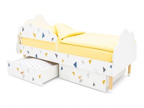 Кровать Stumpa Облако бортик и ящики рисунок Треугольники желтый, синий в Каслях - kasli.mebel74.com | фото 4