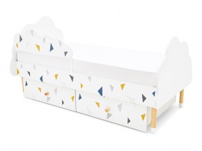 Кровать Stumpa Облако бортик и ящики рисунок Треугольники желтый, синий в Каслях - kasli.mebel74.com | фото 7