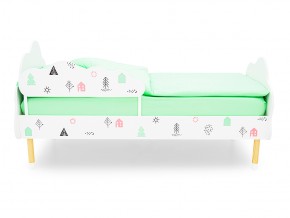 Кровать Stumpa Облако с бортиком рисунок Домики розовый, бирюзовый в Каслях - kasli.mebel74.com | фото 3