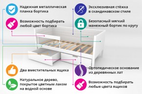 Кровать-тахта Svogen мягкая с ящиками и бортиком с фото белый/динозаврики в Каслях - kasli.mebel74.com | фото 2