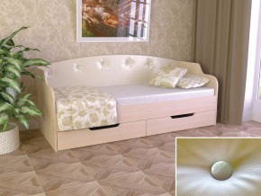Кровать Юниор Тип 2 дуб молочный-белый перламутр 800х1600 в Каслях - kasli.mebel74.com | фото