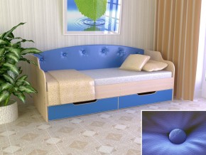 Кровать Юниор Тип 2 дуб молочный/синий 900х2000 в Каслях - kasli.mebel74.com | фото 1