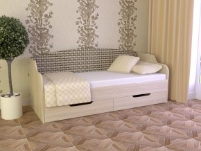 Кровать Юниор Тип 2 Микровелюр-плетенка светлая 800х1600 в Каслях - kasli.mebel74.com | фото 1