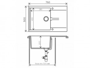 Мойка гранитная Gals-760 Бежевый 27 в Каслях - kasli.mebel74.com | фото 2