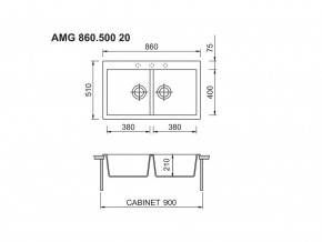 Мойка Longran Amanda AMG 860.500 20 в Каслях - kasli.mebel74.com | фото 2