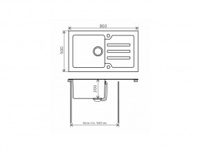 Мойка с керамическим стеклом Tolero TG-860 черное стекло в Каслях - kasli.mebel74.com | фото 3