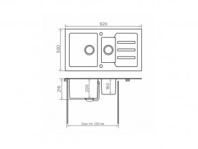 Мойка с керамическим стеклом Tolero TG-920k черное стекло в Каслях - kasli.mebel74.com | фото 2