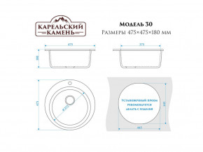 Мойка врезная Карельский камень модель 30 Черный в Каслях - kasli.mebel74.com | фото 2