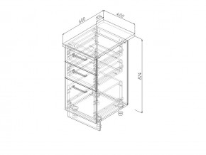 Н3Я 40 Модуль нижний Без Столешницы 3 ящика МН3Я 40 в Каслях - kasli.mebel74.com | фото