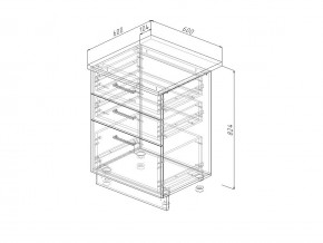 Н3Я 60 Модуль нижний Без Столешницы 3 ящика МН3Я 60 в Каслях - kasli.mebel74.com | фото