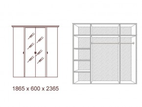 Шкаф 4-х дверный с зеркалами Анита в Каслях - kasli.mebel74.com | фото 2