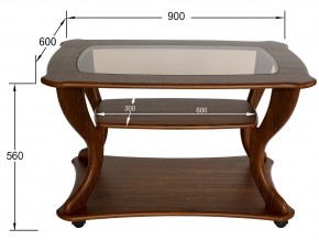 Стол журнальный Маэстро со стеклом СЖС-02 орех в Каслях - kasli.mebel74.com | фото 2