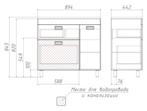 Тумба под умывальник Elen 90 Куб Cube с 2 верхними ящиками В2 в Каслях - kasli.mebel74.com | фото 3